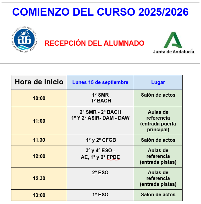 Comienzo Curso 25-26